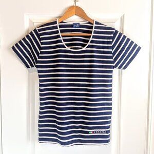 Venezia Italia Navy Blue White Stripe Gondolier Cotton T-Shirt NWOT